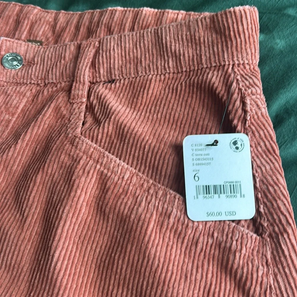 Free People Ray High Rise Corduroy Mini Skirt Terra Cotta NEW Size 6